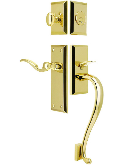 Fifth Avenue Entry Lock Set in PVD Finish with Right-Handed Bellagio Lever and